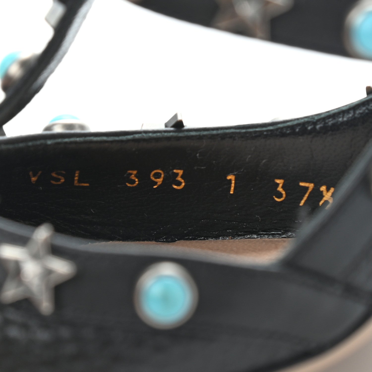 Valentino Garavani Pebbled Calfskin Stars Turquoise Rockstud Rolling Ankle Strap 100mm Pumps 37.5 Black 8 of 10