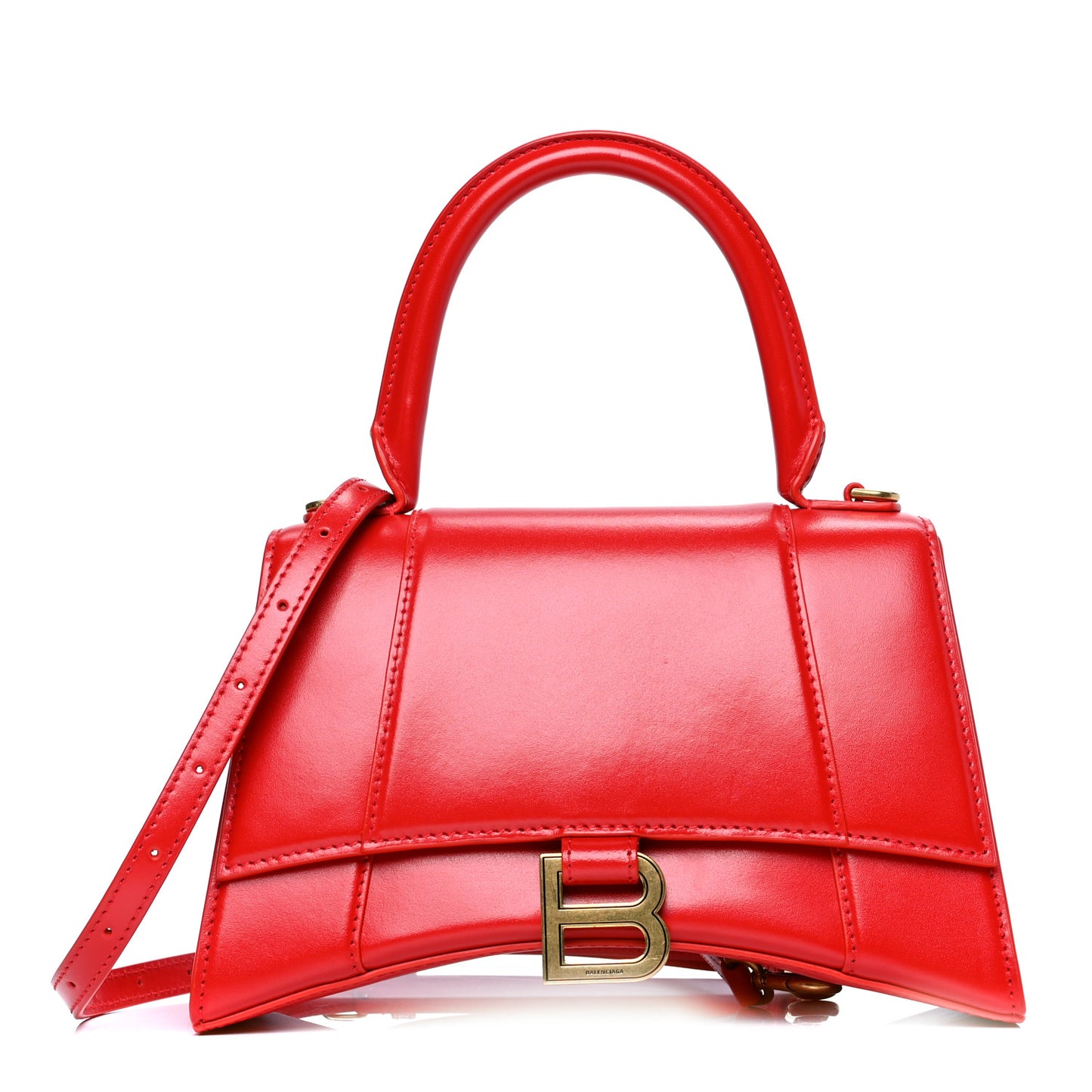 Shiny Box Calfskin Small Hourglass Top Handle Bag Bright Red