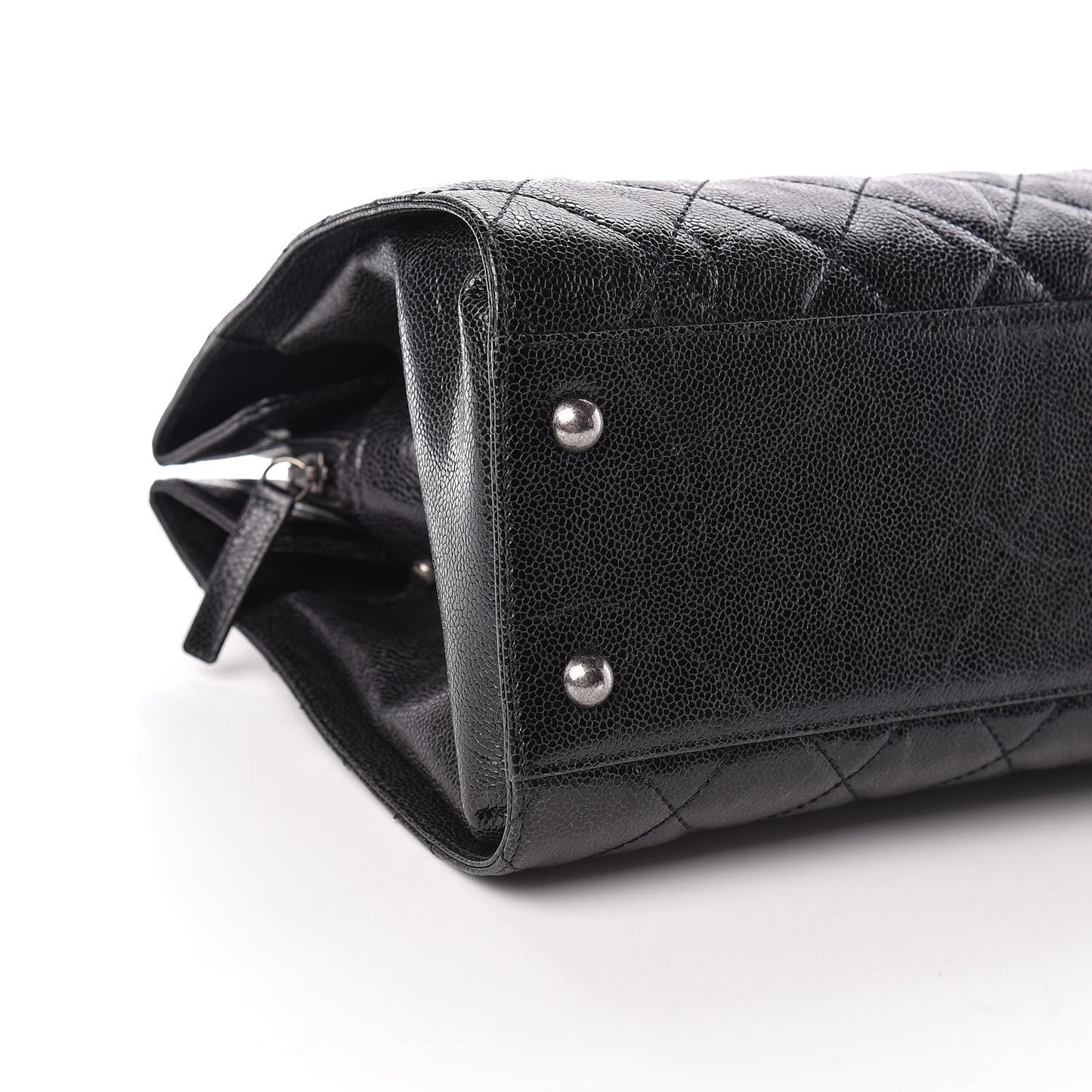 Crumpled Grained Calfskin Quilted CC Crave Tote Black