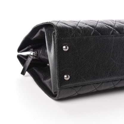 Chanel Crumpled Grained Calfskin Quilted CC Crave Tote Black 9 of 11