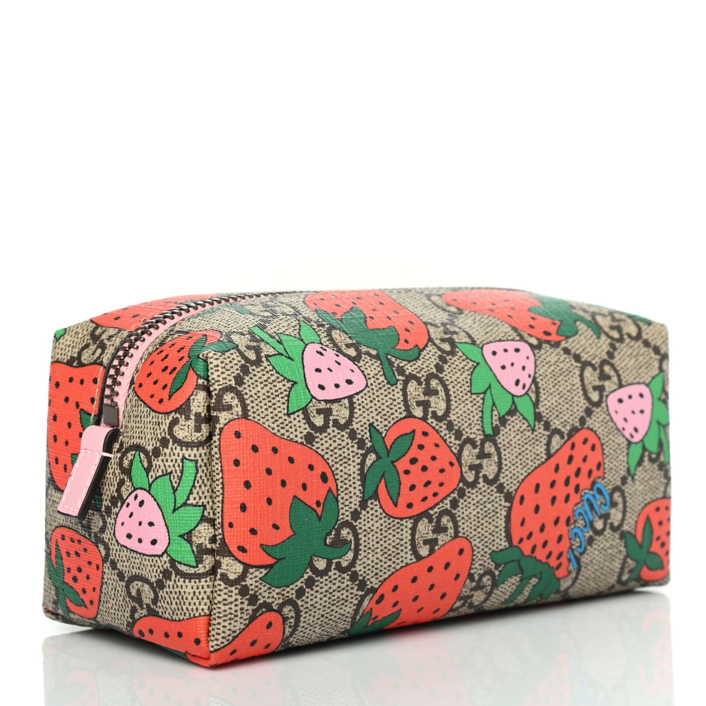 GG Supreme Monogram Strawberry Cosmetic Case