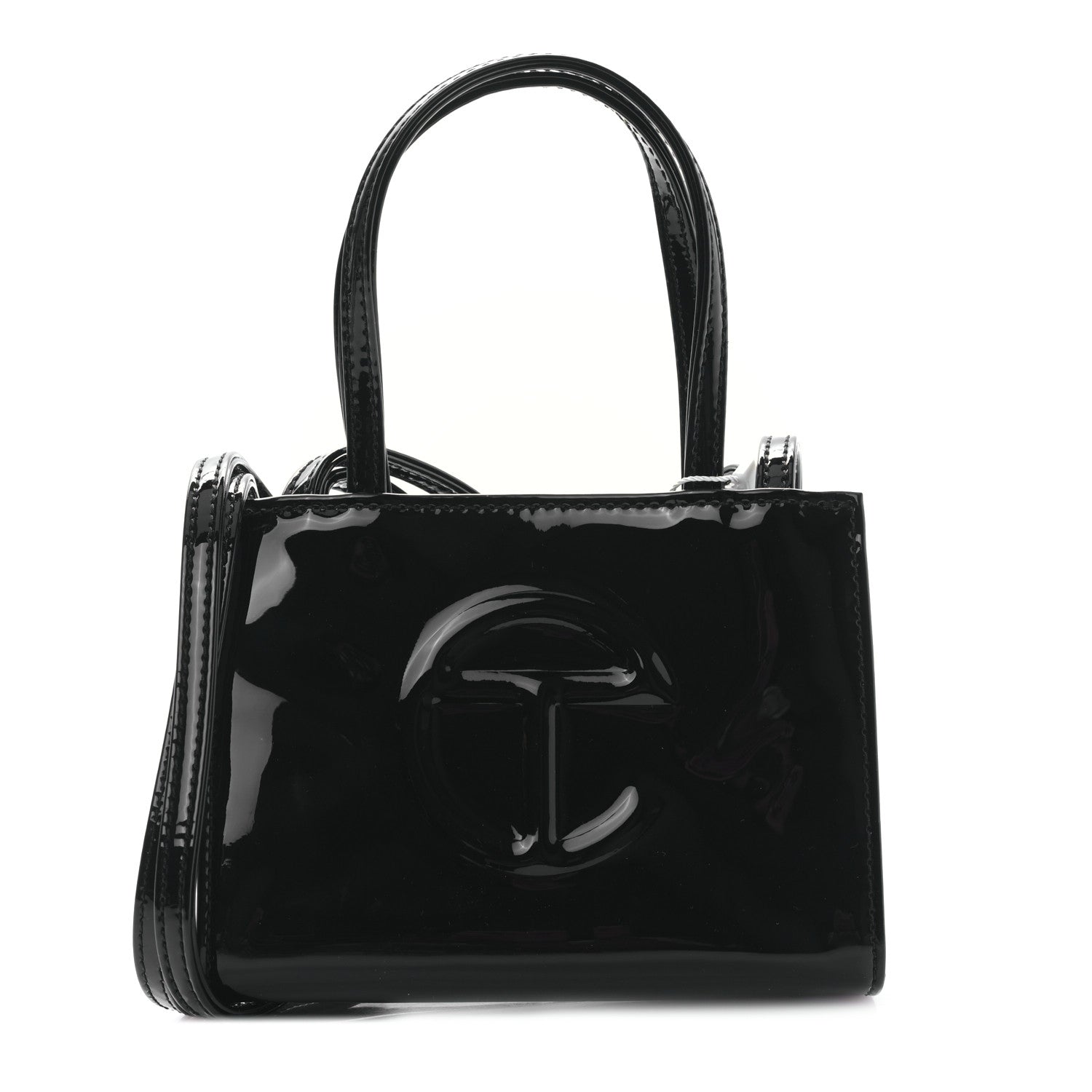Telfar Patent Vegan Leather Small Shopping Bag Black 1 of 9