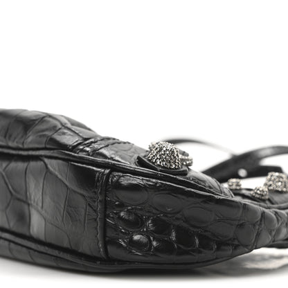 Balenciaga Extra Supple Calfskin Crocodile Embossed Crystal Le Cagole Mini Purse With Chain Black 10 of 10