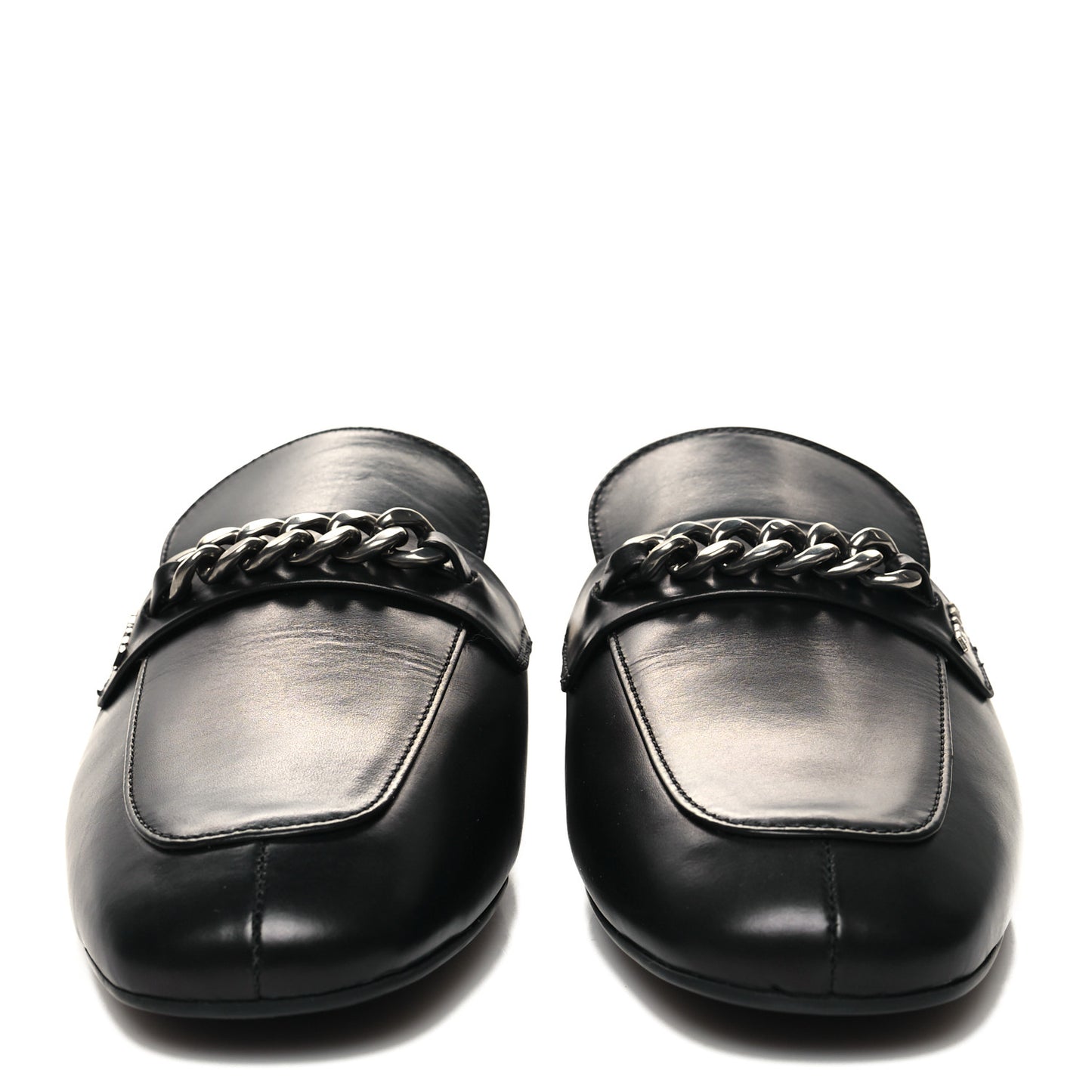Vitello Lux Chain Mules 37 Black