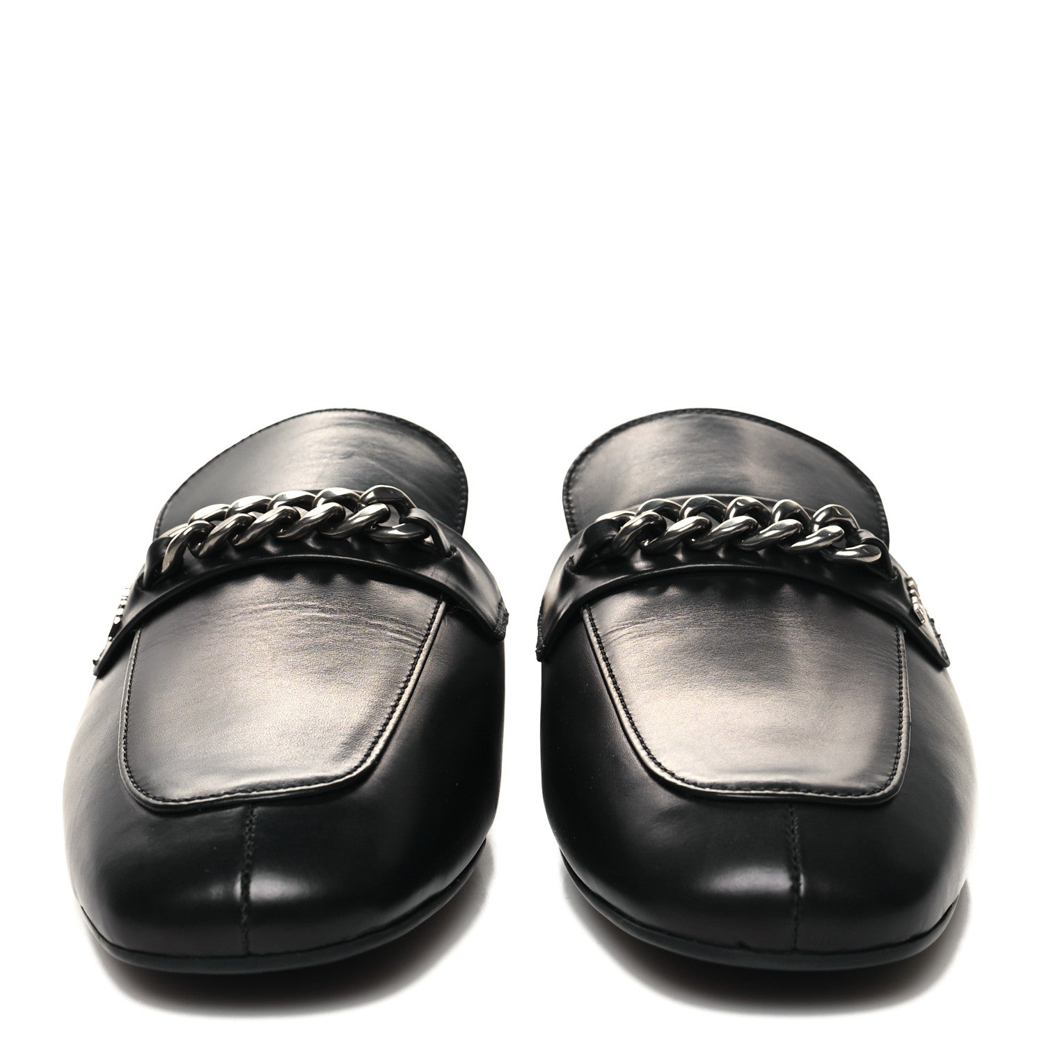 Prada Vitello Lux Chain Mules 37 Black 2 of 9