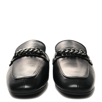 Prada Vitello Lux Chain Mules 37 Black 2 of 9