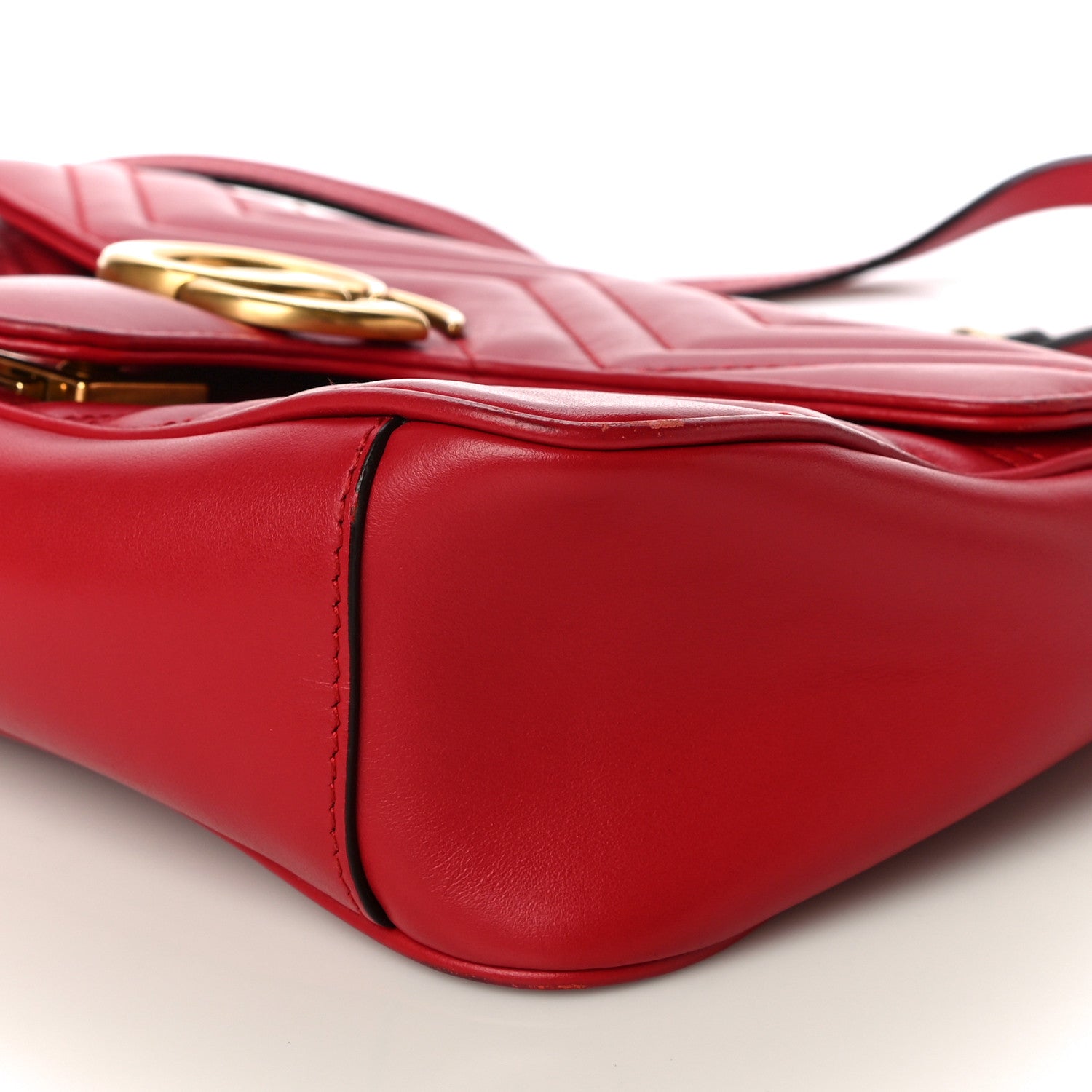 Gucci Calfskin Matelasse Small GG Marmont Shoulder Bag Hibiscus Red 10 of 16