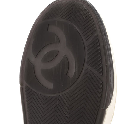 Chanel Grained Calfskin Fabric Womens Logo Sneakers 35 White Black 11 of 17