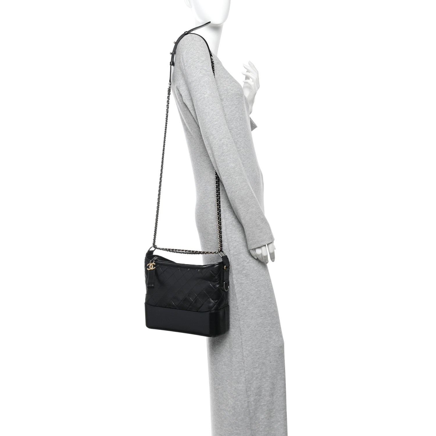 Chanel Aged Calfskin Quilted Medium Gabrielle Hobo Black 2 of 12
