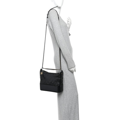 Chanel Aged Calfskin Quilted Medium Gabrielle Hobo Black 2 of 12