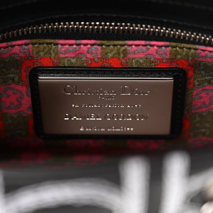 Christian Dior X Daniel Gordxon Lambskin Embroidered Small Lady Dior Art Black White 6 of 10