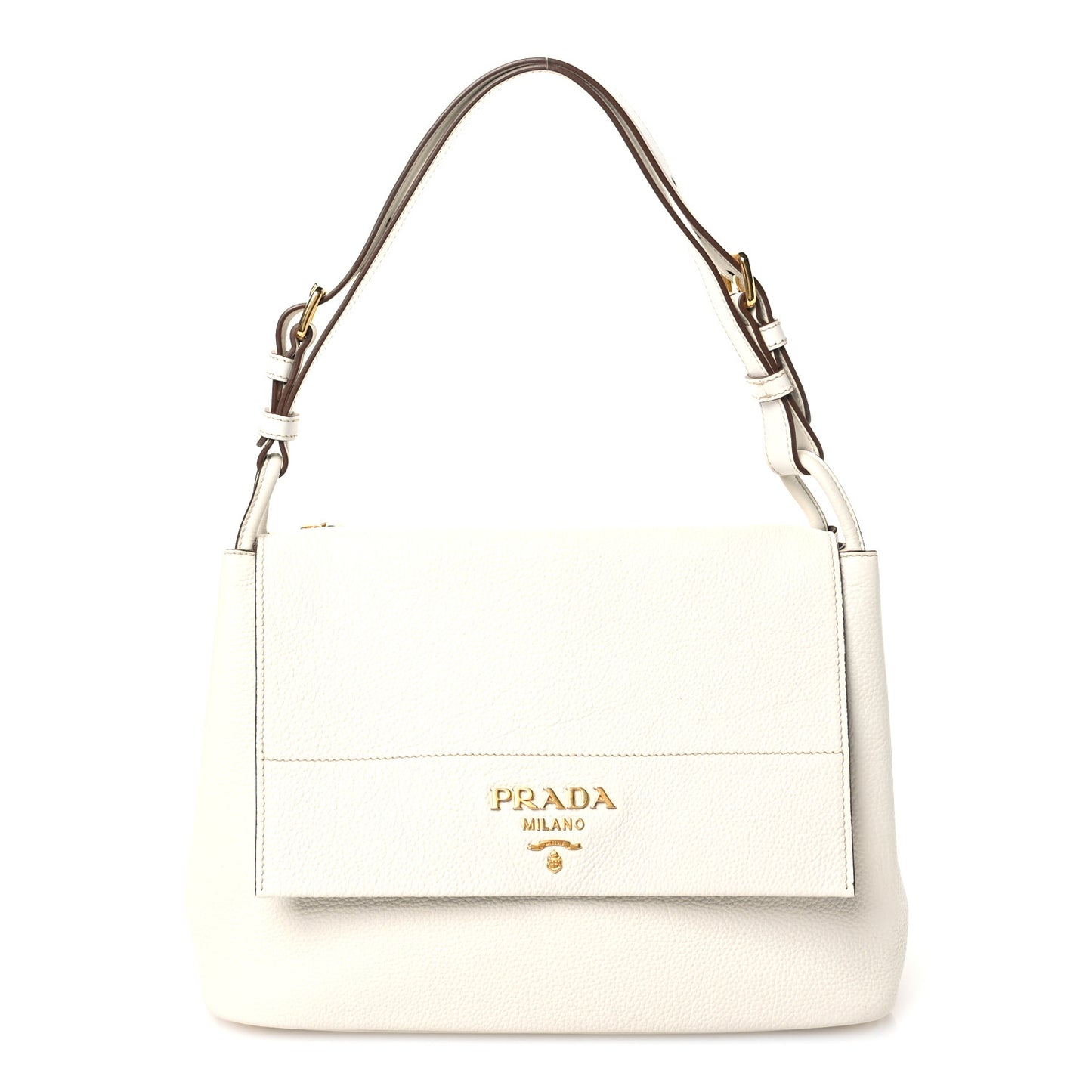 Vitello Daino Flap Shoulder Bag Talco
