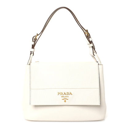 Prada Vitello Daino Flap Shoulder Bag Talco 1 of 11