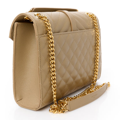 Saint Laurent Grain De Poudre Textured Mixed Matelasse Medium Triquilt Monogram Satchel Dark Latte 3 of 12
