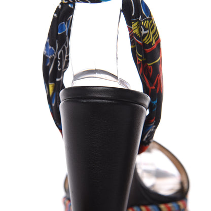 Christian Louboutin Patent Crepe Satin Loubitag Levantine 120 Wedge Sandals 36 Black 10 of 11