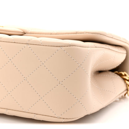 Chanel Lambskin Quilted Small Sweet Camellia Flap Beige 10 of 11