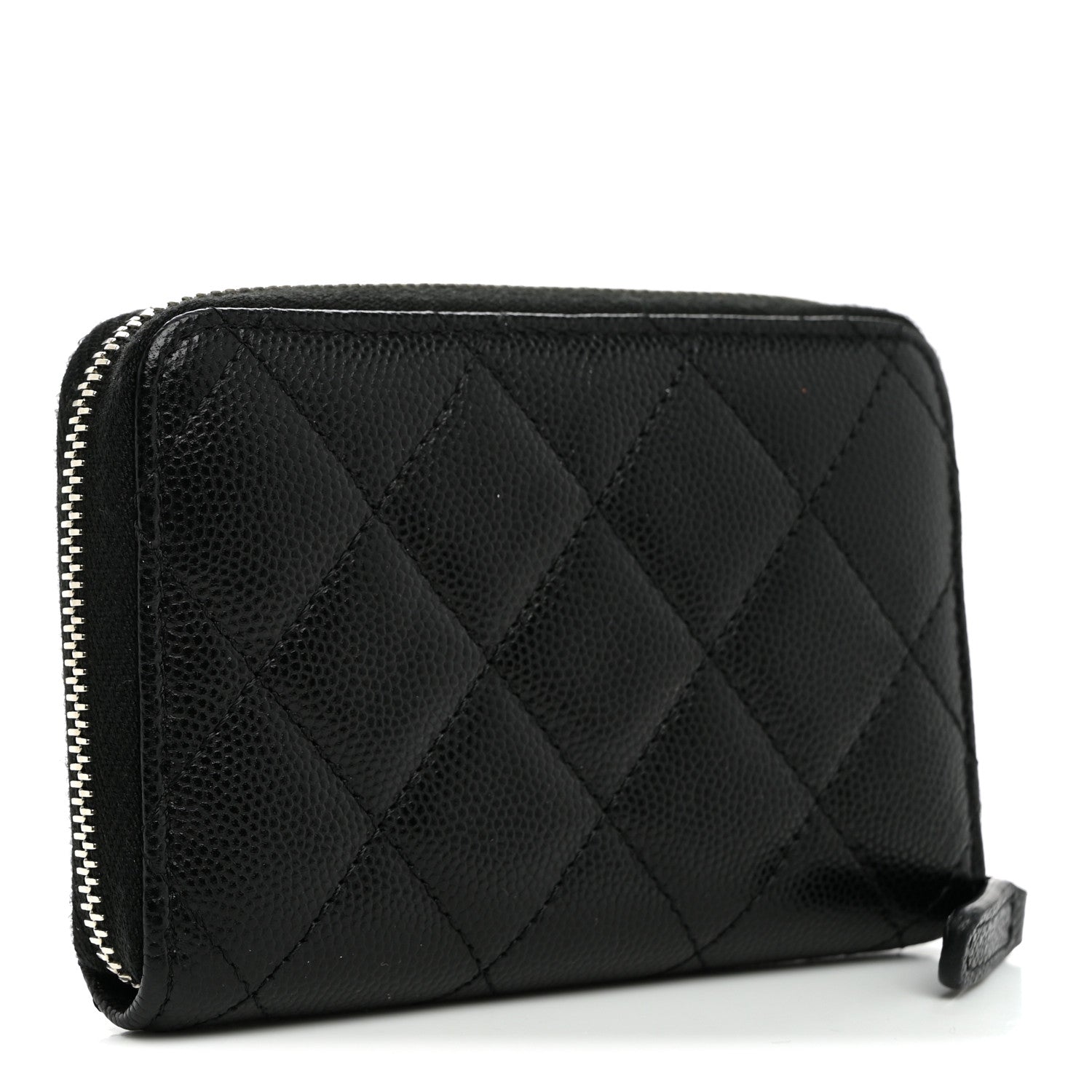 Chanel Caviar Quilted Chanel 19 Zip Around Coin Purse Wallet Black White 2 of 9