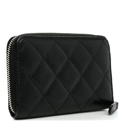 Chanel Caviar Quilted Chanel 19 Zip Around Coin Purse Wallet Black White 2 of 9