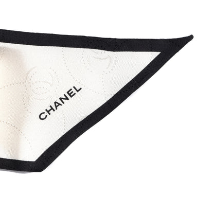 Chanel Silk Twill Hair Tie Ivory Black 4 of 8