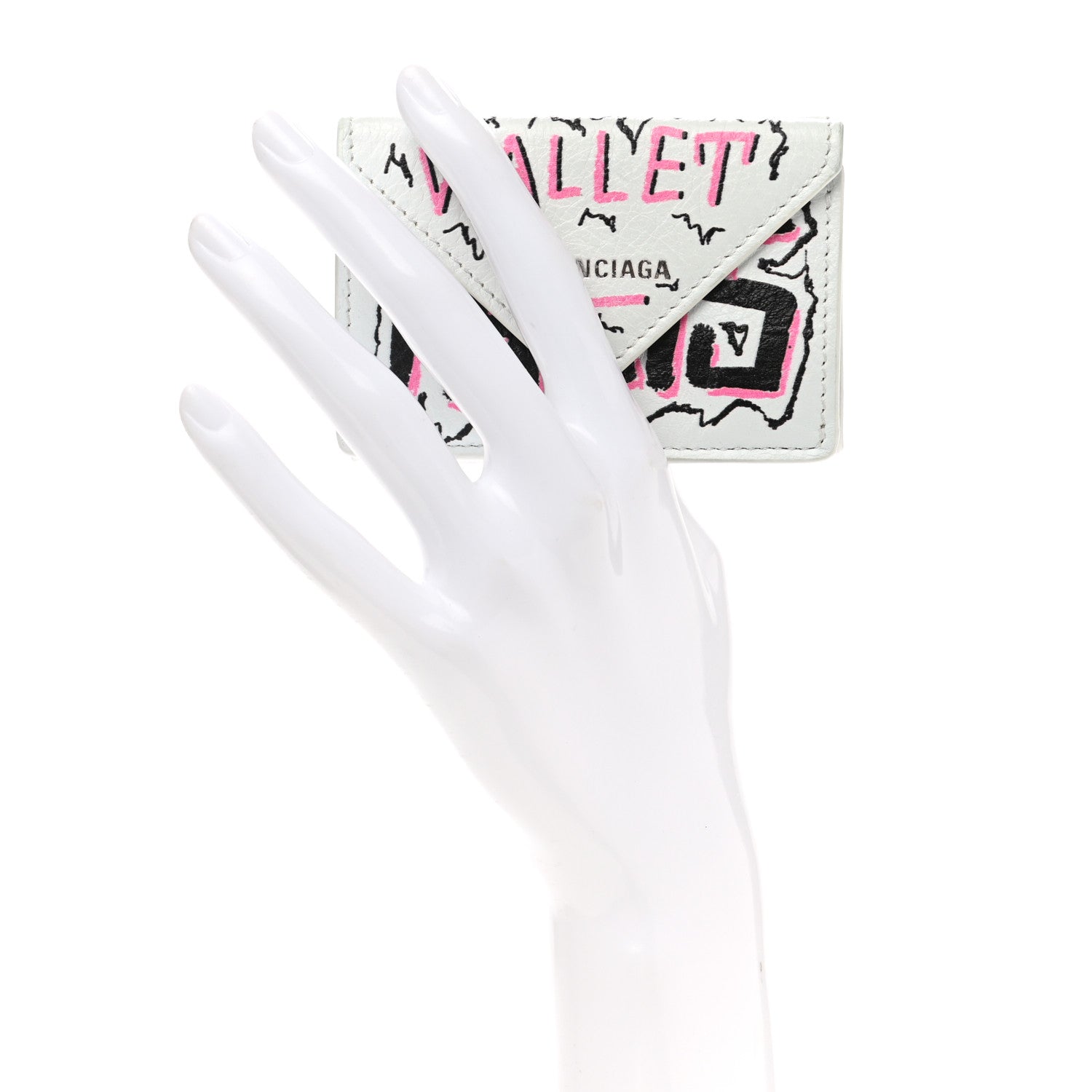 Balenciaga Agneau Graffiti Mini Papier Wallet White Multicolor 2 of 9