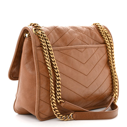 Saint Laurent Crinkled Calfskin Matelasse Monogram Medium Niki Chain Satchel Caramel 3 of 10