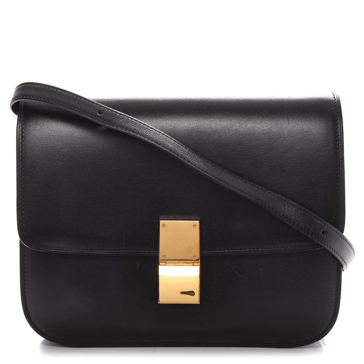 Box Calfskin Medium Classic Box Flap Bag Black