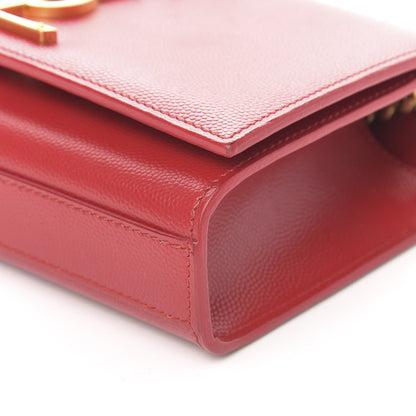 Saint Laurent Grain De Poudre Small Monogram Kate Satchel Red 8 of 9