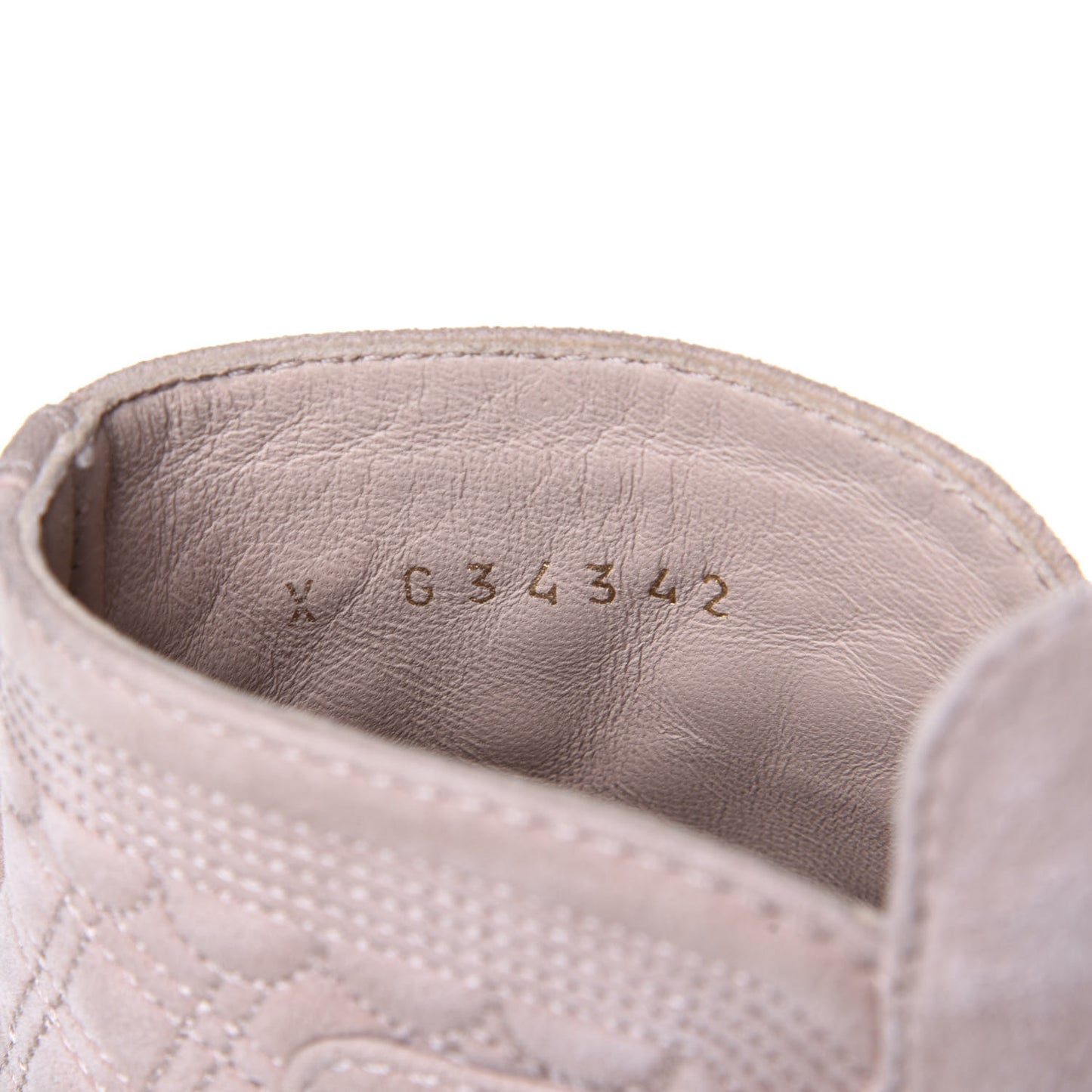Kid Suede Quilted Cap Toe Short Boots 36.5 Beige Black