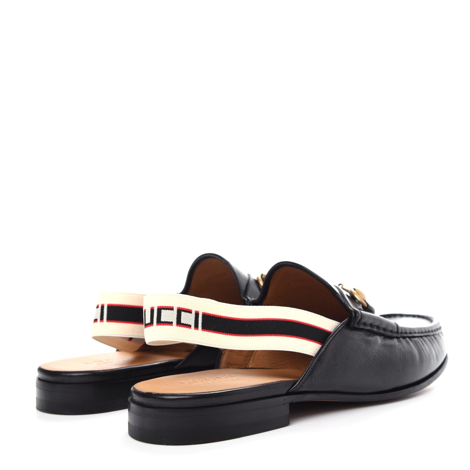 Gucci Goatskin Stripe Mens Horsebit Slingback Slippers 11.5 Black 4 of 11