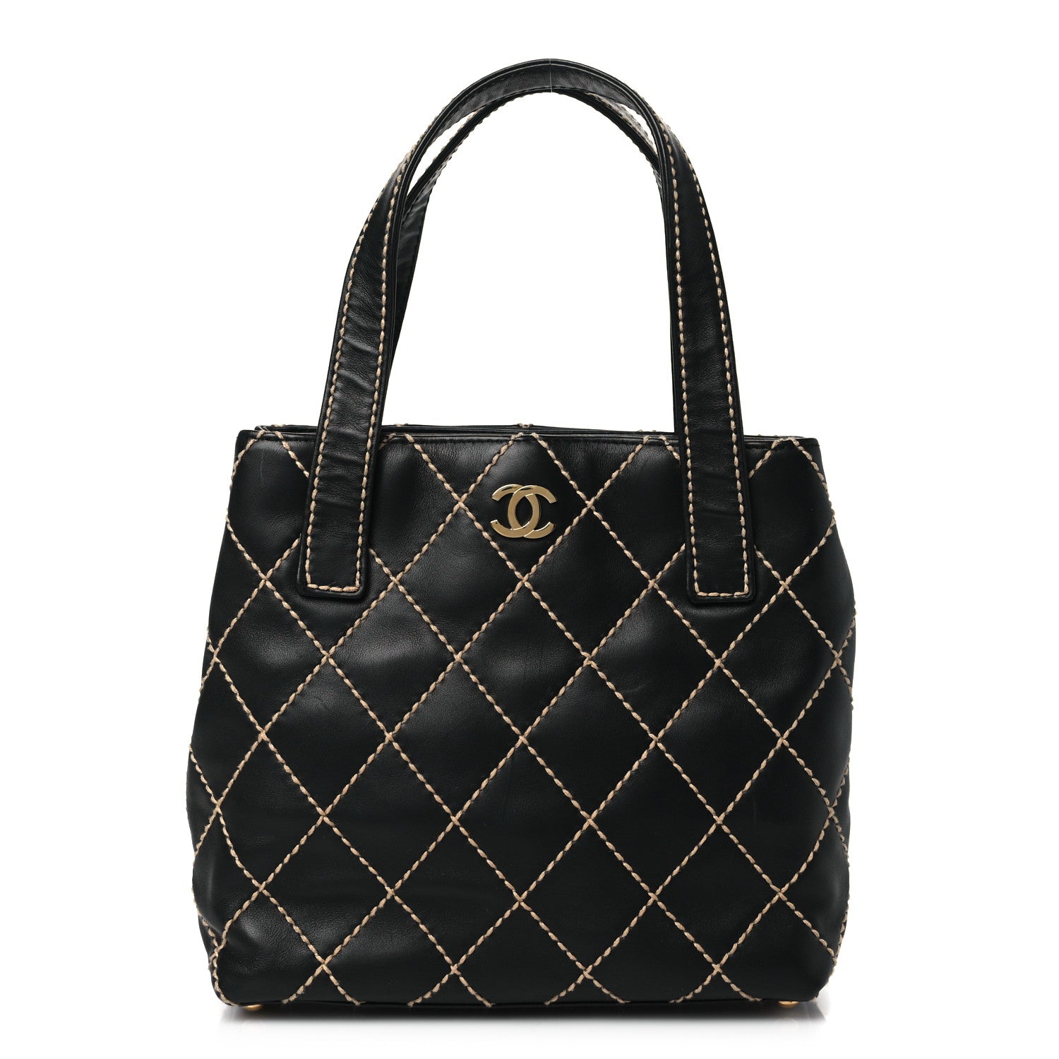 Chanel Calfskin Stitch Small Surpique Tote Black 1 of 10