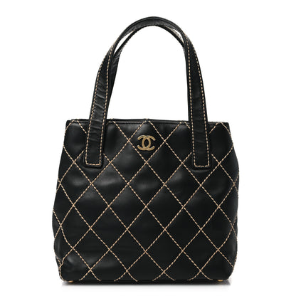 Chanel Calfskin Stitch Small Surpique Tote Black 1 of 10