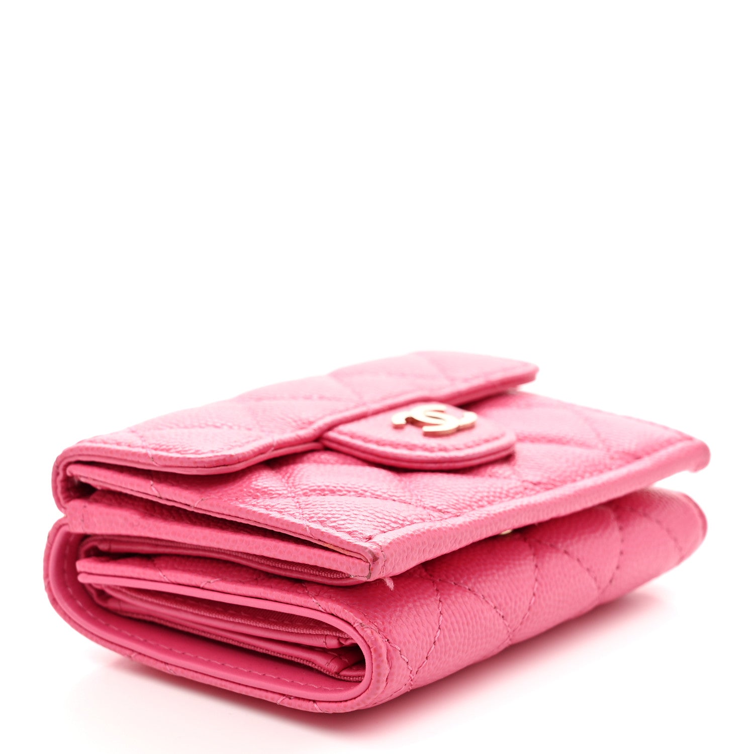 Chanel Caviar Quilted Tri-Fold Flap Wallet Pink 4 of 8