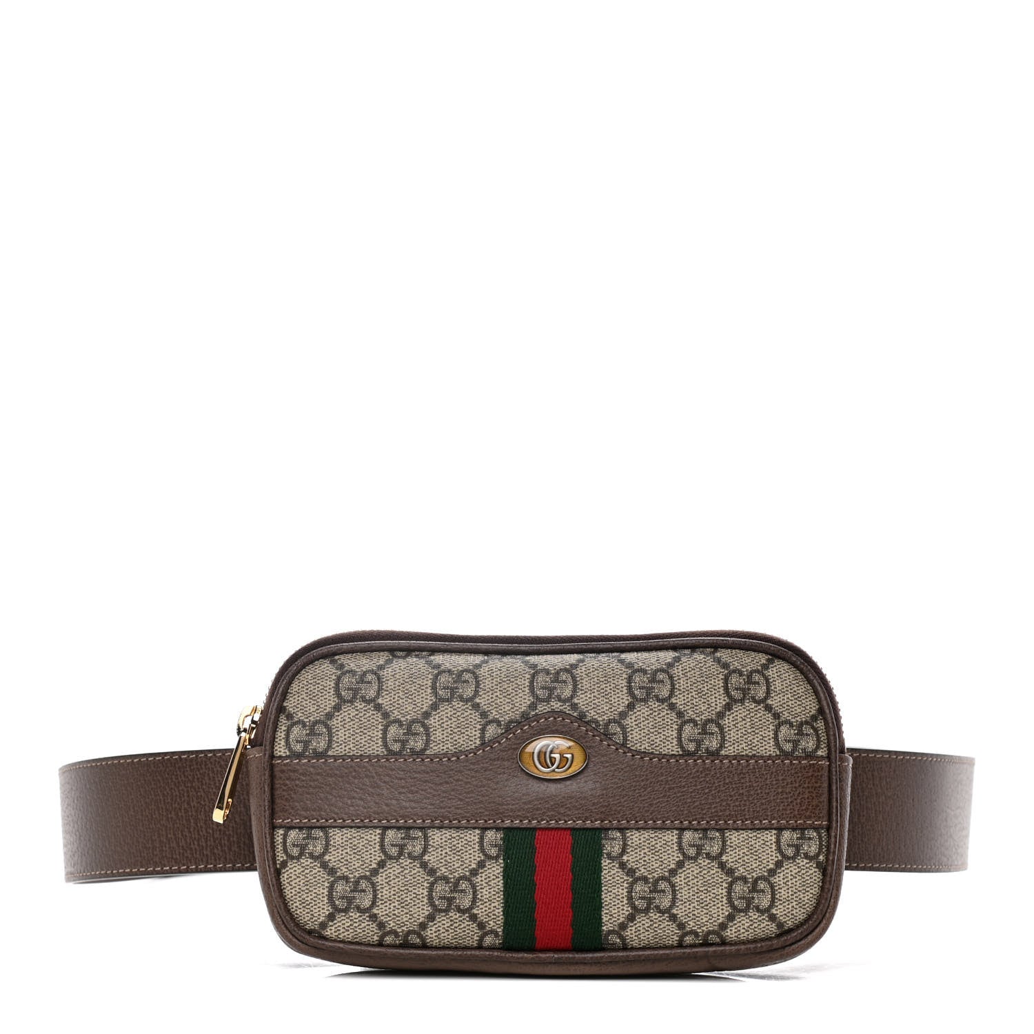 Gucci GG Supreme Monogram Web Ophidia Belted iPhone Case 95 38 Dark Brown 1 of 13