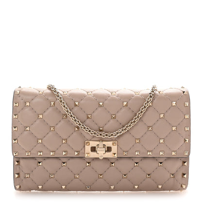 Valentino Garavani Lambskin Rockstud Spike Wallet on Chain Poudre 1 of 9