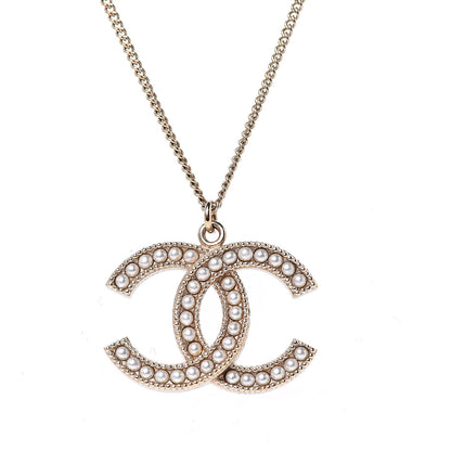 Chanel Pearl CC Pendant Necklace Gold 5 of 5