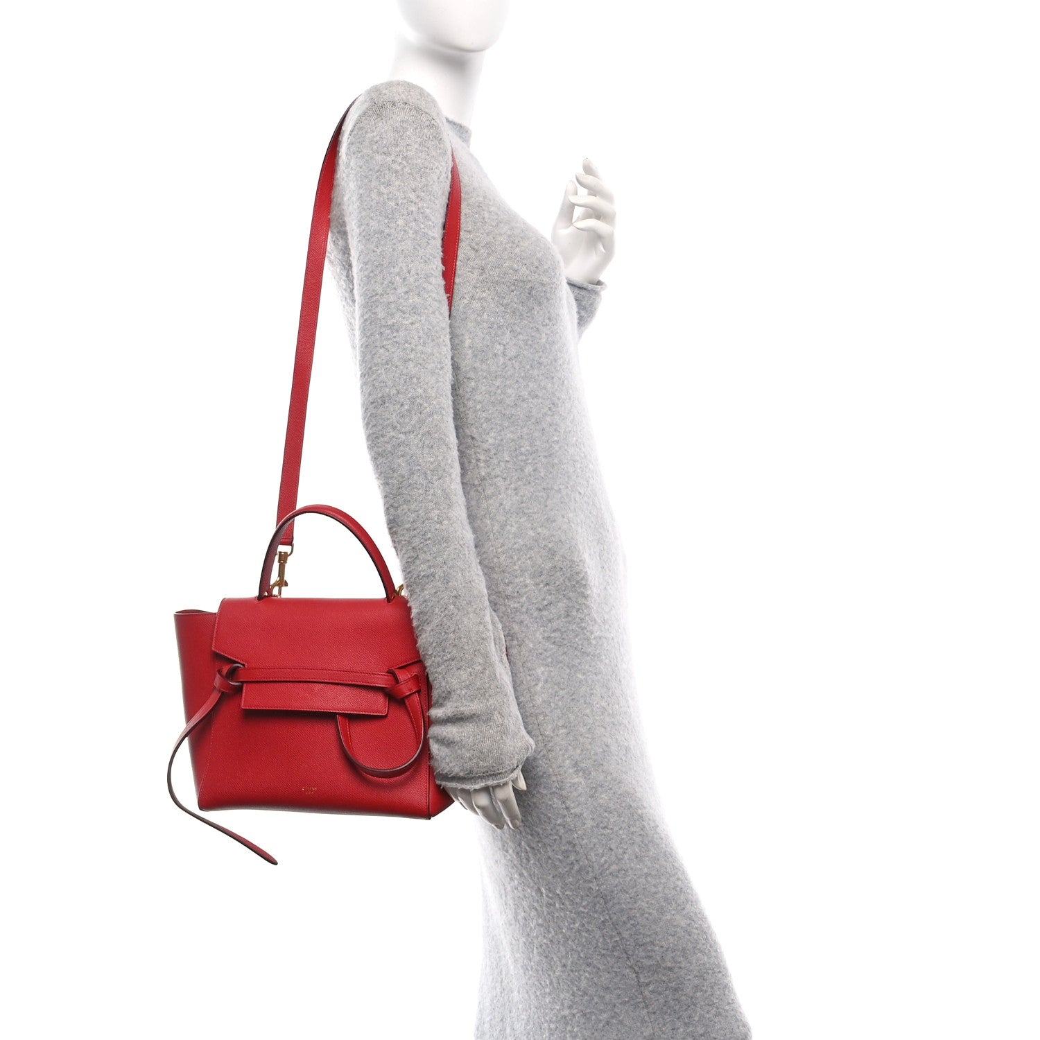 Celine Grained Calfskin Micro Belt Bag Coquelicot 2 of 10