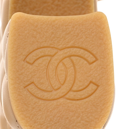 Chanel Lambskin Quilted CC Platform Mules 37.5 Beige 9 of 10