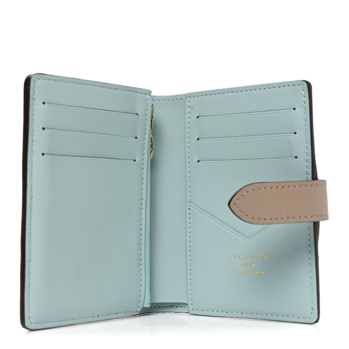 Taurillon Capucines Vertical Compact Wallet Galet Grey