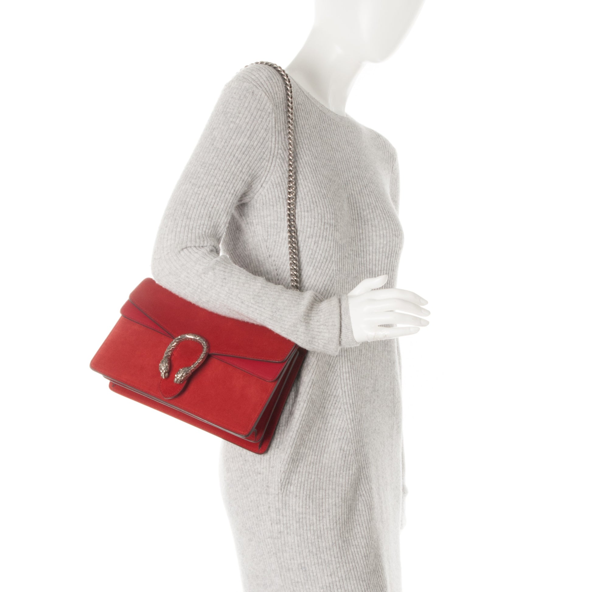 Gucci Suede Vitello Velvet Small Dionysus Shoulder Bag Vulcanic Red 3 of 8
