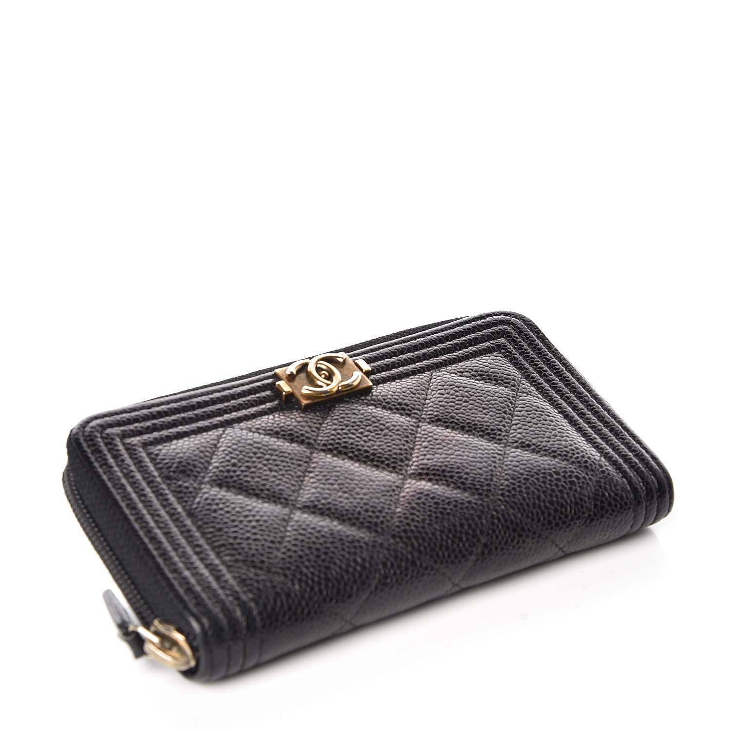 Chanel Caviar Quilted Small Boy Zip Around Wallet Black 4 of 10
