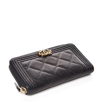Chanel Caviar Quilted Small Boy Zip Around Wallet Black 4 of 10