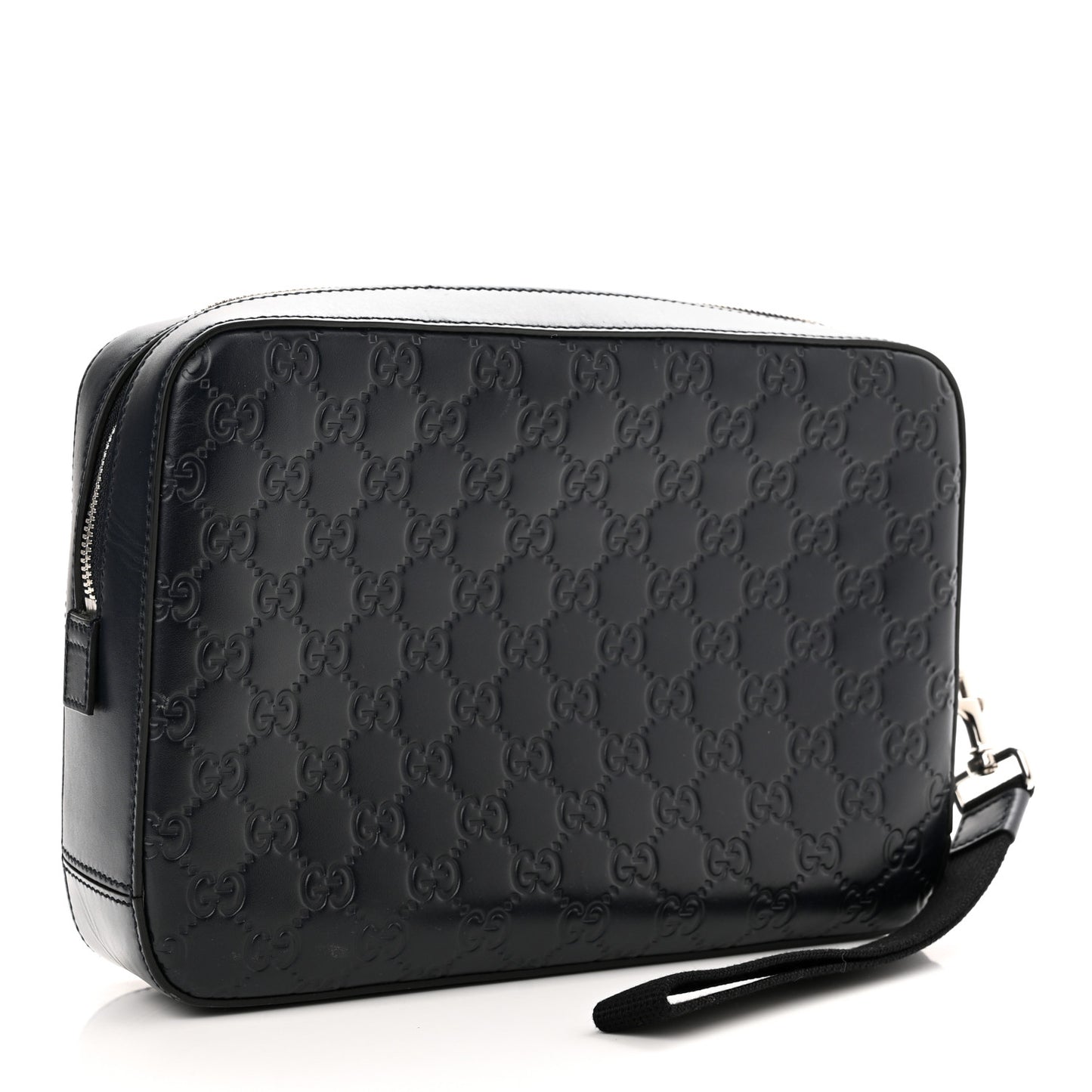 Guccissima Zip Pouch Wristlet Black