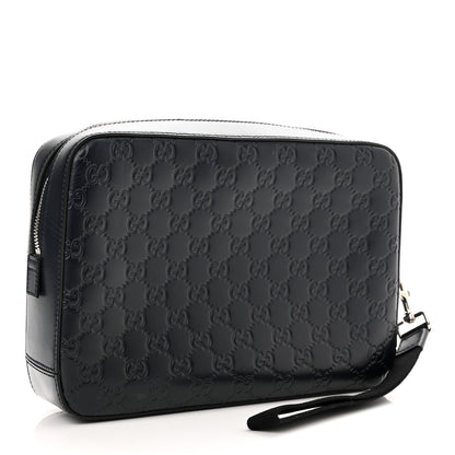 Gucci Guccissima Zip Pouch Wristlet Black 3 of 9