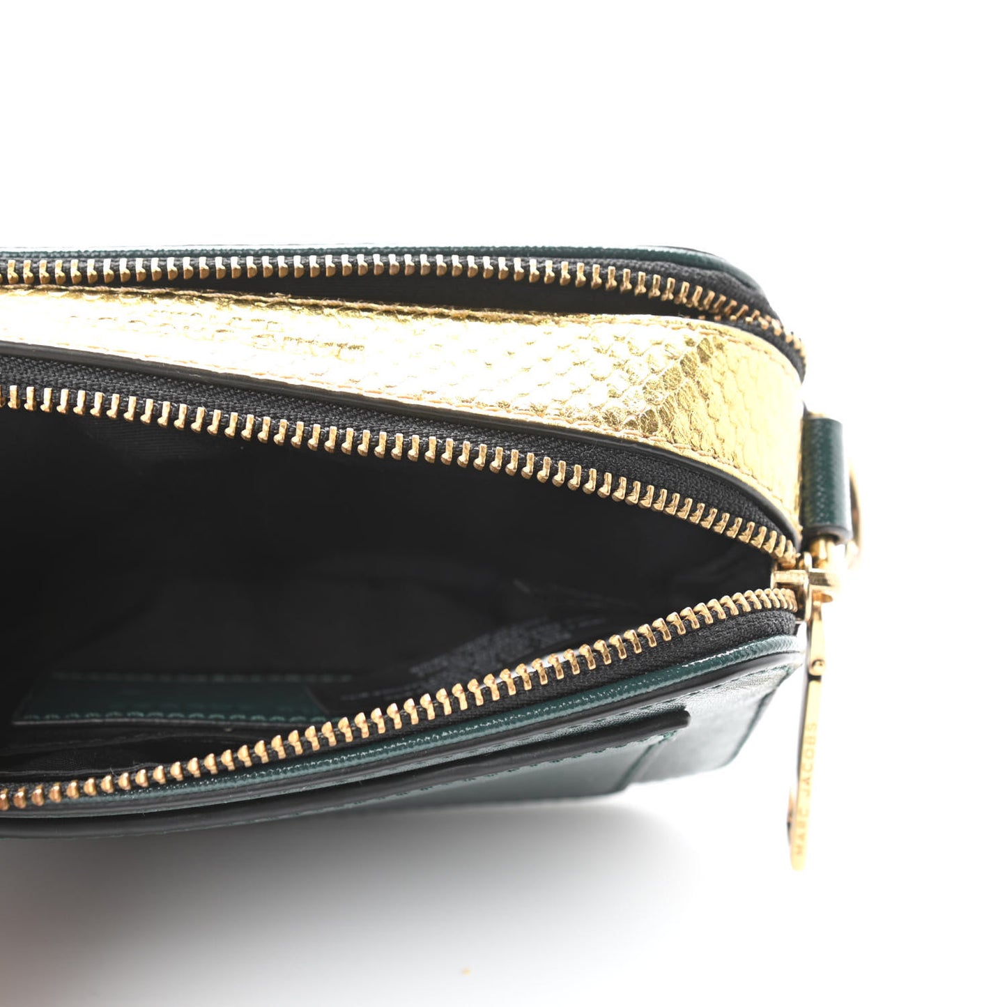 Saffiano Sequin Camouflage Stud Snapshot Camera Bag Green Gold