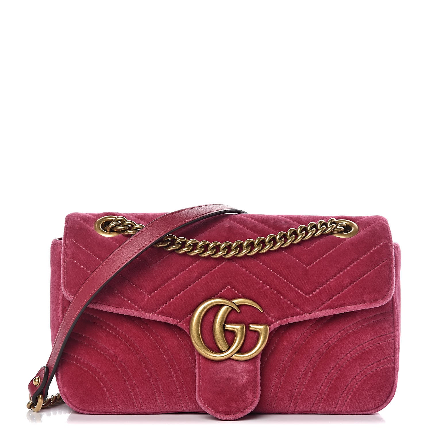 Gucci Velvet Matelasse Small GG Marmont Shoulder Bag Light Raspberry Rose 1 of 10