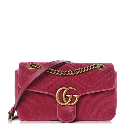 Gucci Velvet Matelasse Small GG Marmont Shoulder Bag Light Raspberry Rose 1 of 10