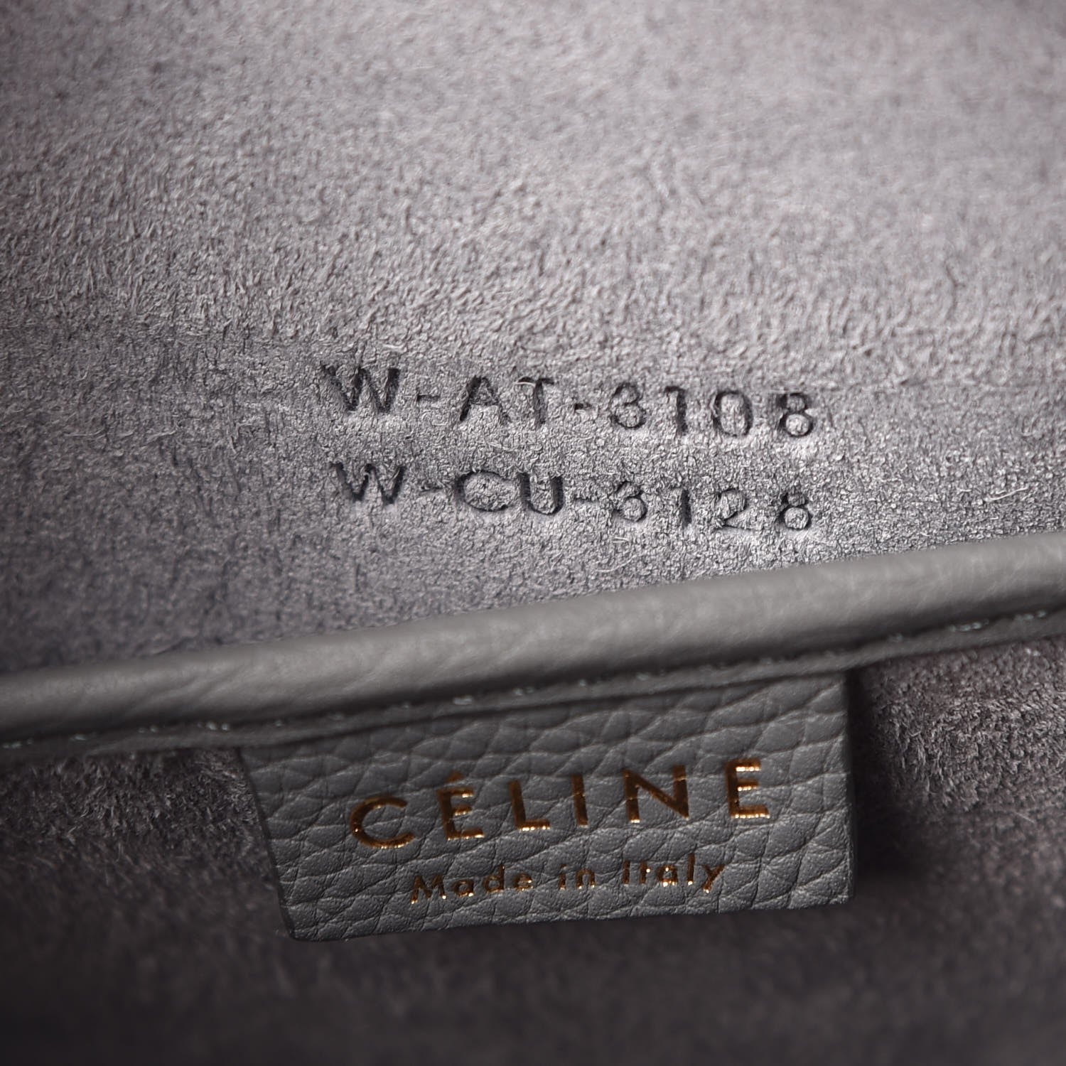 Celine Drummed Calfskin Nano Luggage Kohl 7 of 7