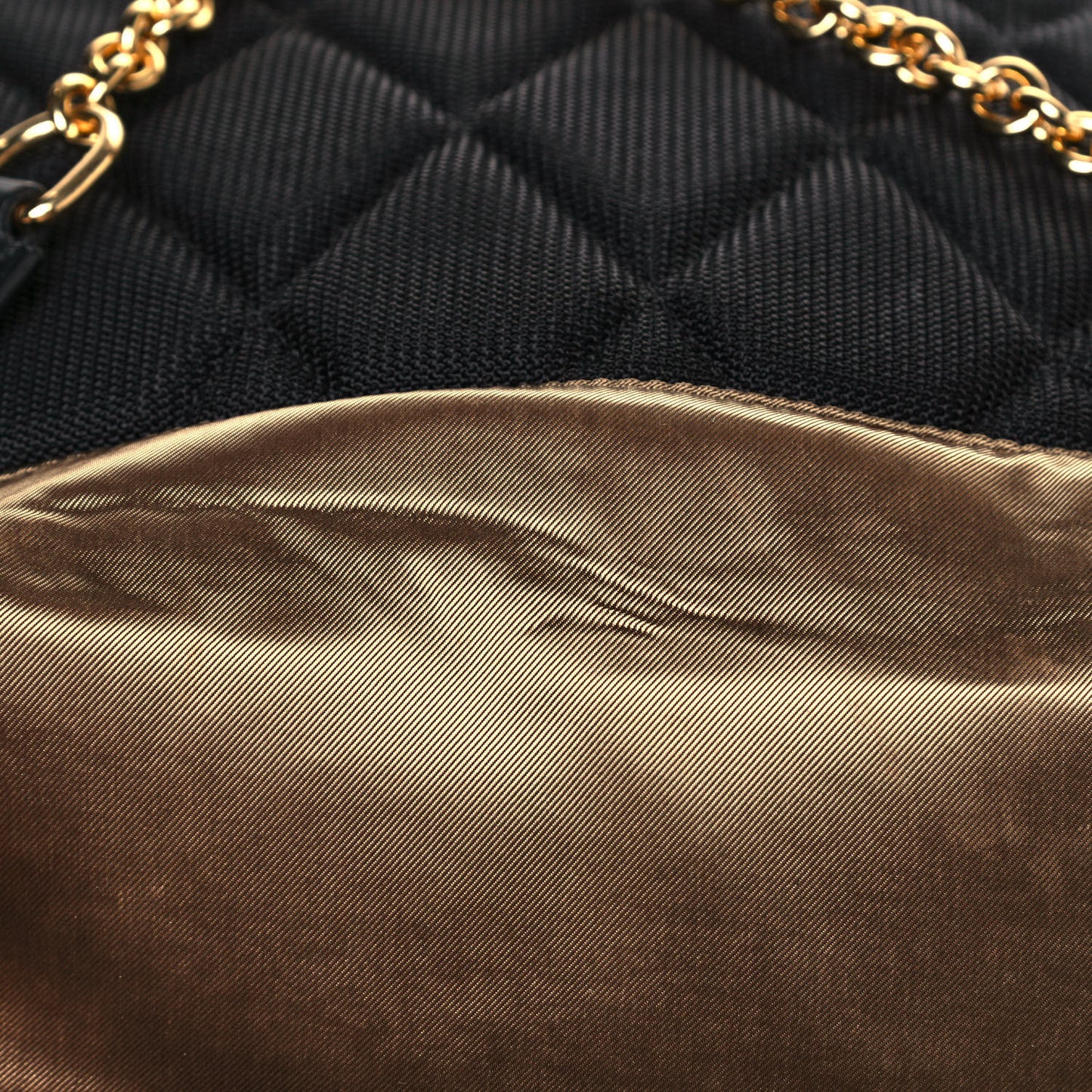 Metallic Satin Nylon Medium Rucksack Backpack Gold