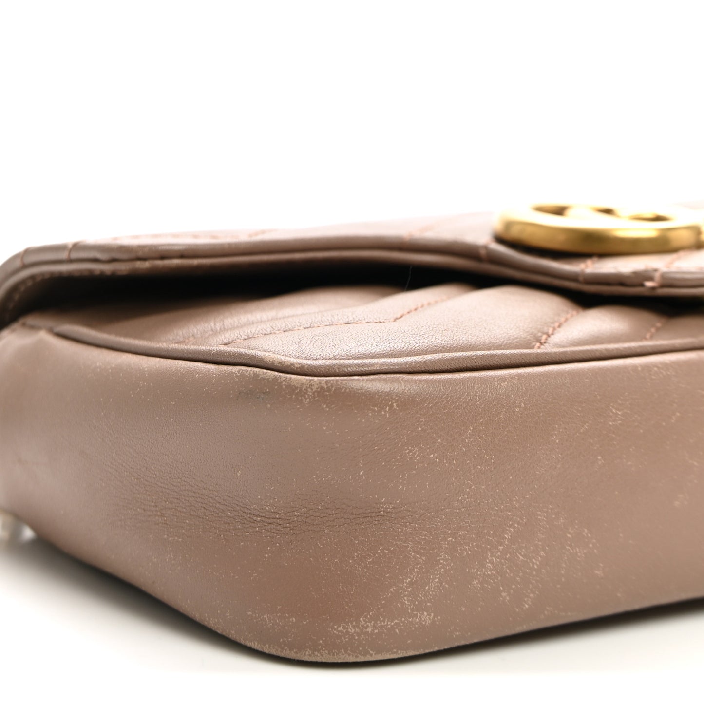 Calfskin Matelasse Super Mini GG Marmont Shoulder Bag Porcelain Rose