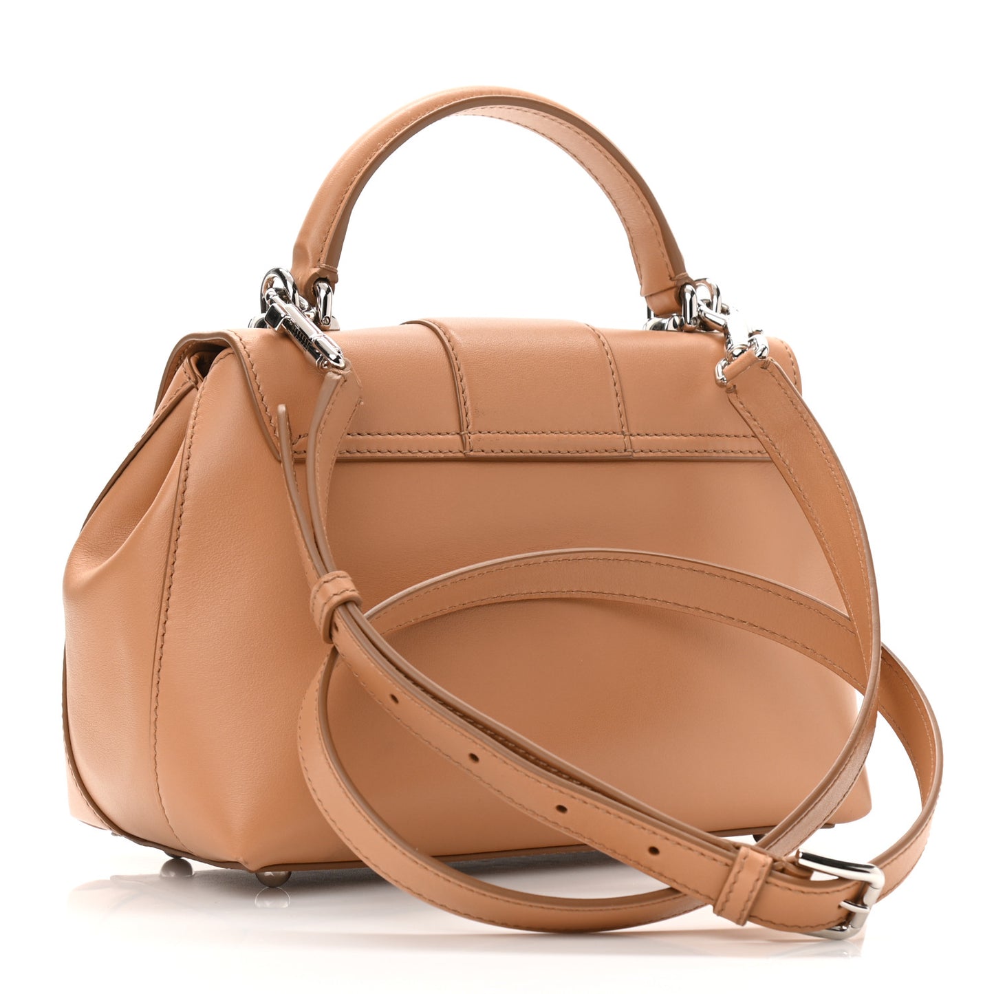 Calfskin Lucia Top Handle Bag Beige